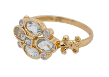 Load image into Gallery viewer, 9Ct Yellow Gold Aqua Marine and Diamond Ring. CH3