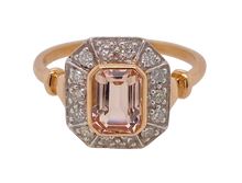 Load image into Gallery viewer, 9Ct Rose Gold Morganite and Diamond Ring. CH2