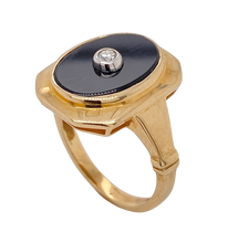 Load image into Gallery viewer, 9Ct Yellow Gold Onyx and Diamond Ring. CH4