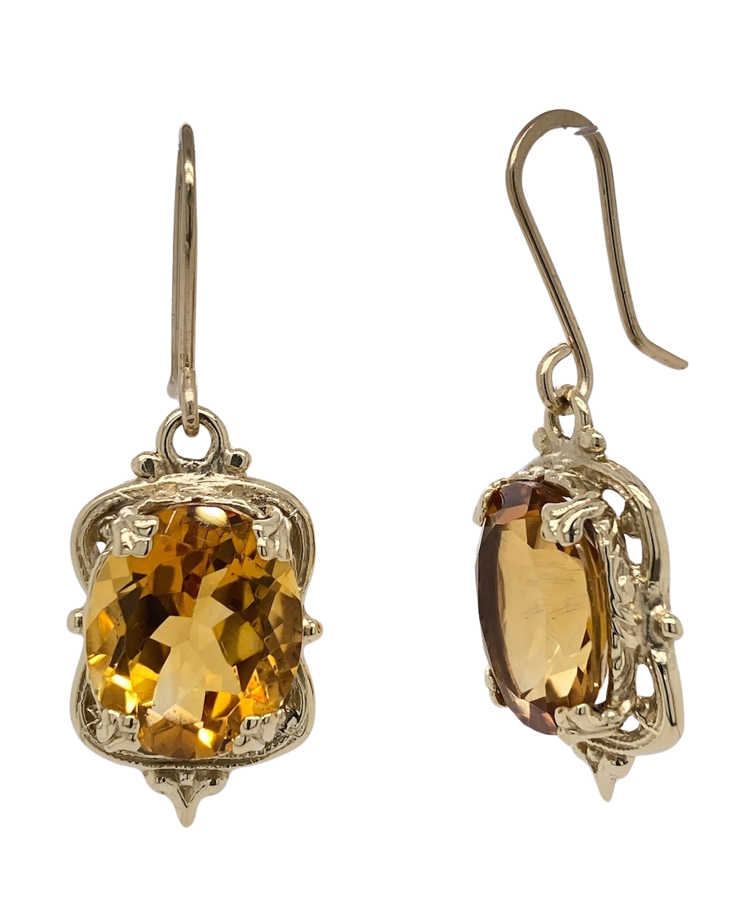 9Ct Yellow Gold ‘Victorian’ Citrine Earrings. J359GC