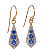 Load image into Gallery viewer, 9Ct Yellow Gold Sapphire and Diamond Earrings. CH17
