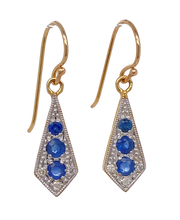 Load image into Gallery viewer, 9Ct Yellow Gold Sapphire and Diamond Earrings. CH17