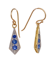 Load image into Gallery viewer, 9Ct Yellow Gold Sapphire and Diamond Earrings. CH17
