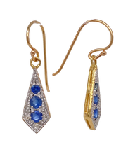 Load image into Gallery viewer, 9Ct Yellow Gold Sapphire and Diamond Earrings. CH17