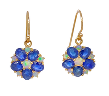 Load image into Gallery viewer, 9Ct Yellow Gold Sapphire and Opal Earrings. CH9
