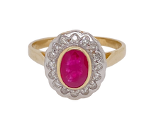 Load image into Gallery viewer, 9ct Yellow and White Gold Ruby and Diamond Ring. CH24