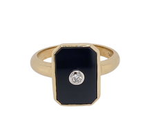 Load image into Gallery viewer, 9Ct Yellow Gold Onyx and Diamond Ring. CH25