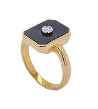 Load image into Gallery viewer, 9Ct Yellow Gold Onyx and Diamond Ring. CH25