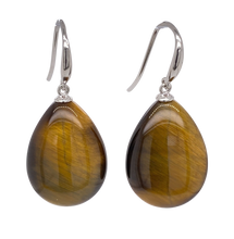 Load image into Gallery viewer, Sterling Silver Tiger Eye Earrings. J635