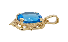 Load image into Gallery viewer, 9ct Yellow Gold Blue Topaz Victorian Pendant. J359PBT