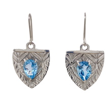 Load image into Gallery viewer, Sterling Silver Blue Topaz Medieval Earrings. J476SBT