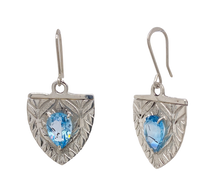 Load image into Gallery viewer, Sterling Silver Blue Topaz Medieval Earrings. J476SBT
