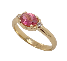 Load image into Gallery viewer, 9ct Yellow Gold Pink Tourmaline and Diamond Ring. MM606