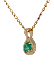 Load image into Gallery viewer, 9ct Yellow Gold Emerald and Diamond Pendant. P500YE