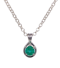 Load image into Gallery viewer, 9ct White Gold Emerald and Diamond Pendant. P500WE