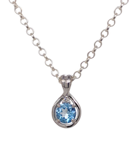 Load image into Gallery viewer, 9ct White Gold Aquamarine and Diamond Pendant. P500WAM