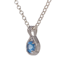 Load image into Gallery viewer, 9ct White Gold Aquamarine and Diamond Pendant. P500WAM