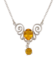 Load image into Gallery viewer, Sterling Silver Citrine Papillon Necklace. J413C