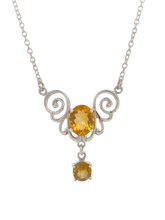 Load image into Gallery viewer, Sterling Silver Citrine Papillon Necklace. J413C