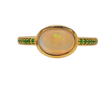 Load image into Gallery viewer, 9ct Yellow Gold Opal and Tsavorite Ring. MM2776A