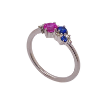 Load image into Gallery viewer, 9ct White Gold Ceylon Sapphire, Pink Sapphire and Diamond Ring. MM987