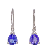 Load image into Gallery viewer, 9ct White Gold Tanzanite Earrings. GA-358