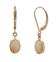 Load image into Gallery viewer, 9ct Yellow Gold White Solid Opal Earrings. GA-360