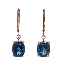 Load image into Gallery viewer, 9ct Rose Gold London Blue Topaz Earrings. GA-379