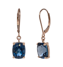 Load image into Gallery viewer, 9ct Rose Gold London Blue Topaz Earrings. GA-379
