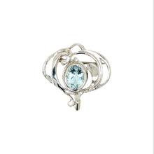 Load image into Gallery viewer, Sterling Silver Aquamarine Alice Brooch. J147A