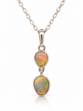 Load image into Gallery viewer, Sterling Silver Solid White Opal Double Drop Pendant. GA-547
