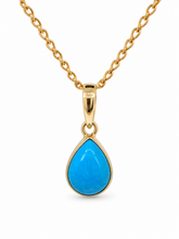 Load image into Gallery viewer, 9ct Yellow Gold Arizona Turquoise Teardrop Pendant. GA-553