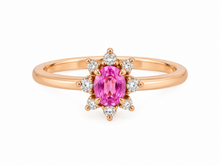Load image into Gallery viewer, 9ct Rose Gold Pink Sapphire and Diamond Ring. MMC2665