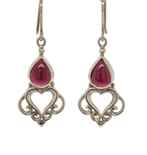 Load image into Gallery viewer, Sterling Silver and Garnet Filagree Tear Earrings J198