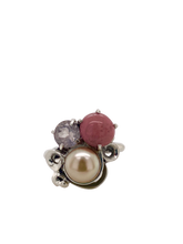 Load image into Gallery viewer, Sterling Silver Gemstone and Pearl Huddle Ring J484