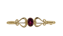 Load image into Gallery viewer, 9ct Gold Gemstone Filagree Bar Brooch J142
