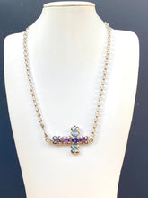 Load image into Gallery viewer, Sterling Silver Gemstone Cross Necklace