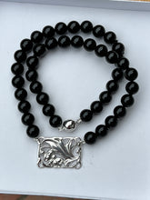 Load image into Gallery viewer, Sterling Silver and Onyx 'Dogwood' Necklace.