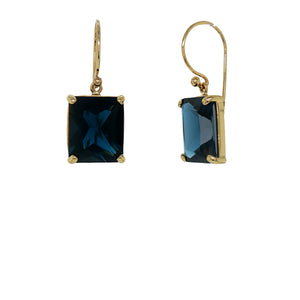 9ct Yellow Gold London Blue Topaz Earrings. GA-473
