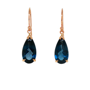 9ct Rose Gold London Blue Topaz Earrings. GA-472