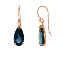 Load image into Gallery viewer, 9ct Rose Gold London Blue Topaz Earrings. GA-472
