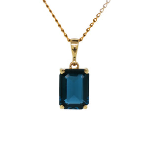 9ct Yellow Gold London Blue Topaz Pendant. GA-474