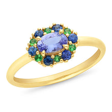 Load image into Gallery viewer, 9Ct Yellow Gold Sapphire, Tanzanite and Tsavorite Ring. MM2754A
