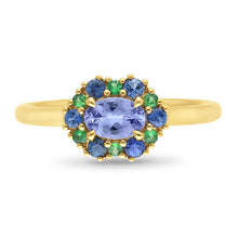 Load image into Gallery viewer, 9Ct Yellow Gold Sapphire, Tanzanite and Tsavorite Ring. MM2754A
