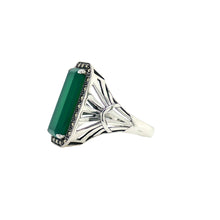 Load image into Gallery viewer, Sterling Silver Green Agate Marcasite Ring. AM18-1089GA
