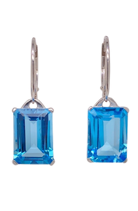 Sterling Silver Blue Topaz Earrings. HIM1