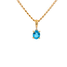 Load image into Gallery viewer, 9ct Yellow Gold Swiss Blue Topaz and Diamond Pendant. CYP3705
