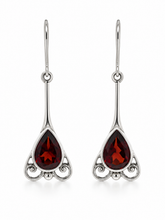 Load image into Gallery viewer, Sterling Silver Garnet Eiffel Earrings. J424SG
