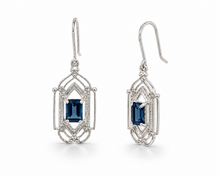 Load image into Gallery viewer, Sterling Silver London Blue Topaz Metro Earrings. J193SLBT
