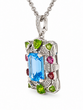 Load image into Gallery viewer, Sterling Silver Blue Topaz, Peridot, Tourmaline &amp; Cubic Zirconia Enhancer. HIM129
